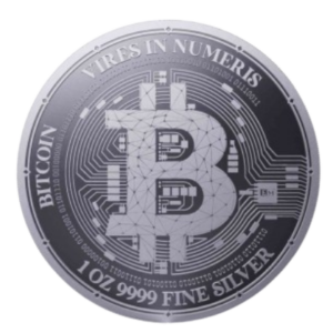 Moneda bitcoin plata 1 onza